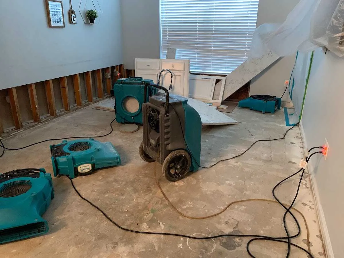 Dehumidifier in flood-cut room for Water Damage Restoration in DuBois